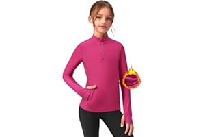 Zaclotre Girls Fleece Long Sleeve Shirts Half Zip Pullover Sweatshirt with Pockets Kids Athletic Winter Jacket