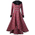 CharMma Women's Double Breasted Faux Fur Collar Slim Fit Long Plaid Jacket