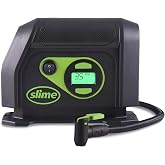 Slime 40088 Tire Inflator, Portable Car Air Compressor, Inflate Right automatic shut off, with Digital 99 psi Display, Long Hose and LED Light, 12V, 6 min inflation