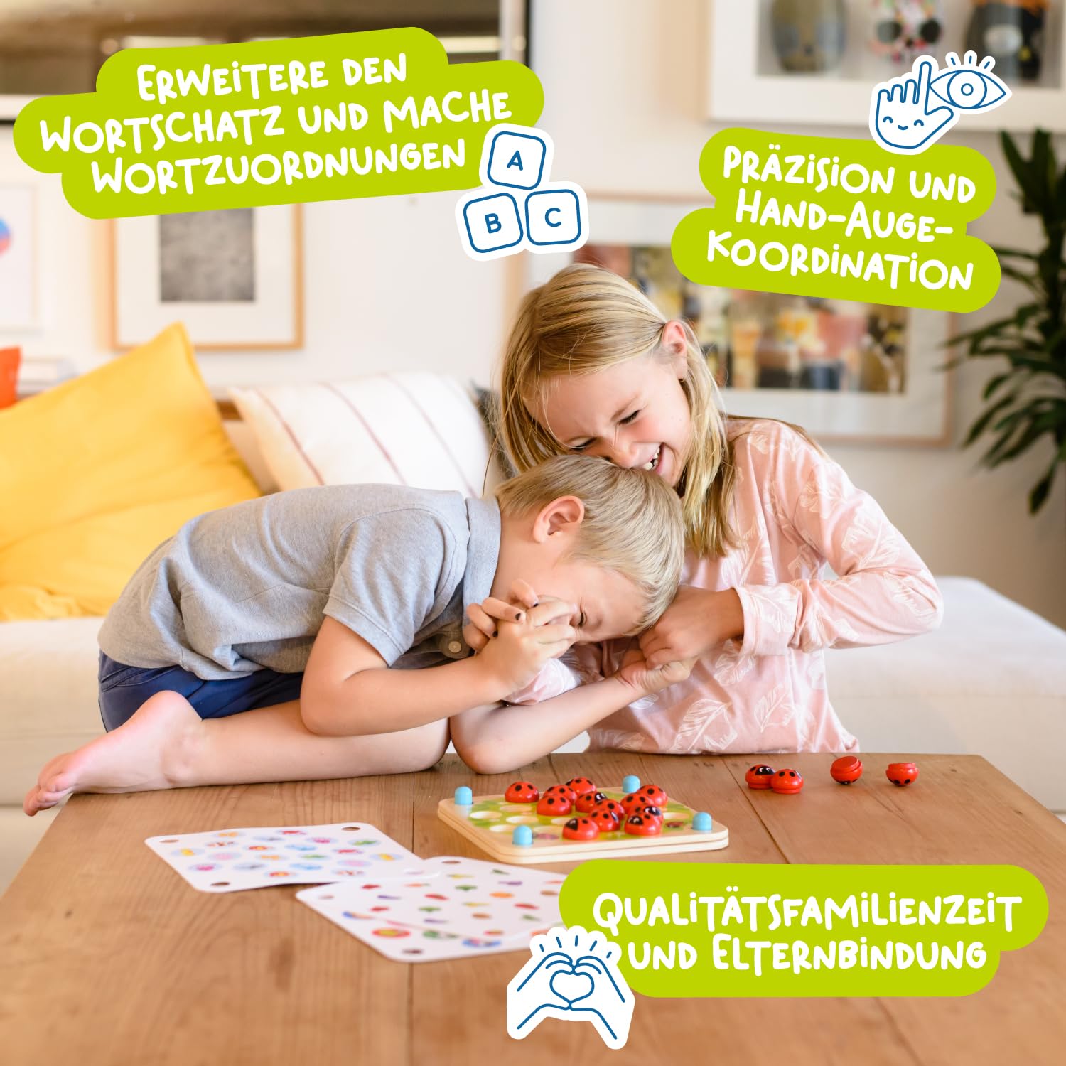 Nene Toys Marienkäfer-Garten, Gedächtnisspiel aus FSC® Holz für Kinder ab 3 Jahren – Pädagogisches Brettspiel mit 10 lustigen Mustern – Montessori Memo-Spiel – Geschenk Jungen Mädchen ab 3 4 5 Jahren 5