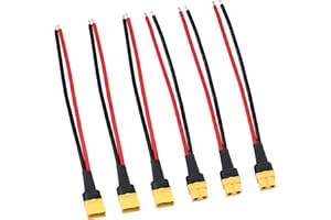 TALLSOCNE 3 Pairs XT60 Connector Plugs with 12AWG Wire (20cm) - Male and Female Connector with Sheath Housing for Drone, FPV, Lipo RC Battery Adapter