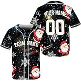 Personalized Christmas Baseball Jersey | Custom Team Name Number | Team Uniform for Men Women Youth, Size XS to 5XL