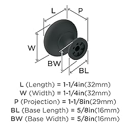 Amerock | Cabinet Knob | Matte Black | 1-1/4 inch