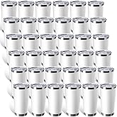 Sieral 36 Packs Stainless Steel Tumbler Bulk with Lid Vacuum Double Wall Insulated Travel Coffee Mug Powder Coated Tumbler Cup for Graduation Wedding Christmas Birthday Party(White, 20 oz)