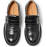 BEAU TODAY Womens Loafers Comfortable Dressy,Monk Strap Leather Loafers,Business Casual Comfortable Office Shoes,Brogue Wingtip Slip-on Tassel Dress Oxfords