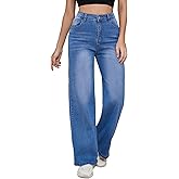 LaiyiVic Wide Leg Jeans for Women High Waisted Stretchy Straight Pants Leg Boyfriend Baggy Jeans