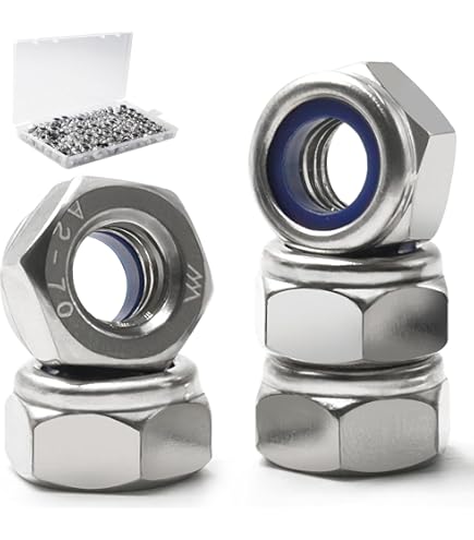 Inserto In Nylon Dado Di Bloccaggio In Nylon DIN985 M6 M8 M10 M12 M14 Blu-bianco - Foto 3