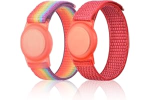 JOIXXV 2 Pack Wristband for Airtag Kids, GPS Bracelet for Kids Compatible with Apple Air Tag, Nylon Watch Band Tracker Case Strap Holder Accessories for Toddler Child Adult, Adjustable Anti-Lost