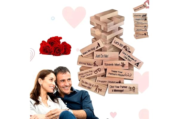 Lust Tower - Game for Adults, 48PCS Wooden Block Tower Game for Grown Ups, Date Night Ideas Funny Gifts for Women Men, Valent