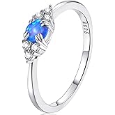 espere Sterling Silver Halo Opal Stacking Ring Simple Dainty Gold Ring Opal Ring Birthstone Ring 4-10