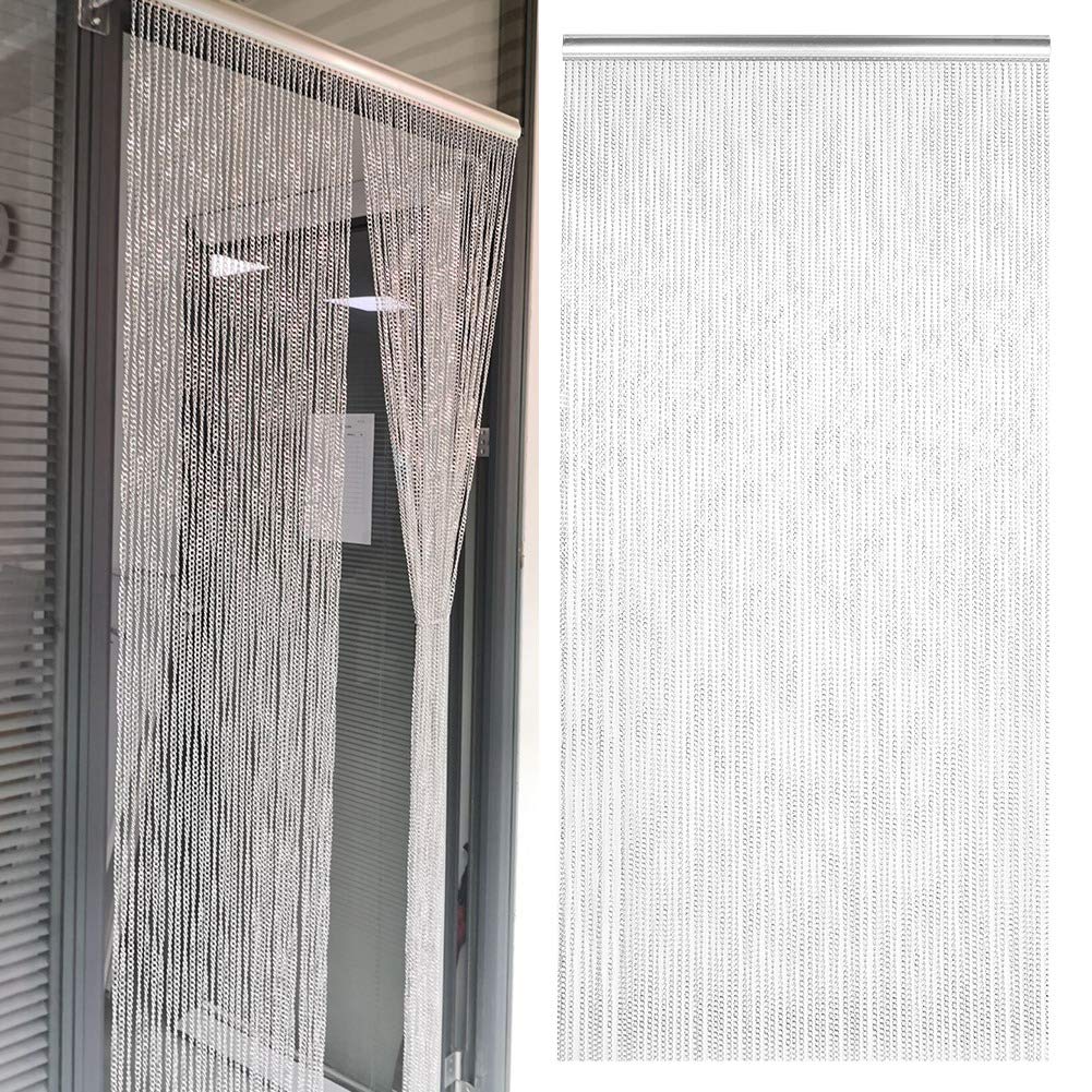 EBTOOLS Aluminium Chain Curtain, 84.4x35.4in, Silver, Modern Style, Insect Barrier, Good Ventilation, Bedroom, Home Office, W 35.4" x L 84.4" (1 Panel), Silver, String Curtain, Grommet Hanging