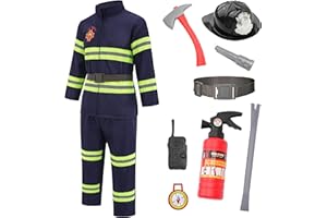 Avady Firefighter Costume for Kids Fireman Costume for Boys Halloween Costume Cosplay Dress Up
