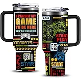 Gamer Gifts for Men Boys Tumbler with Handle and Straws 40oz Stainless Steel Gamer Insulated Travel Cups - Birthday Present for Game Lover, Men, Dad, Son, Husband - Gaming Gifts for Him Coffee Mugs