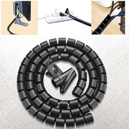 Amazon ケーブル まとめ 整理収納 バー スリーブ スパイラルチューブ ゴチャゴチャなケーブル 配線アクセサリを整理する 隠し Fanoshon 内径22mm 長さ1 5m 繰り返し利用可能 調節できる パソコン テレビ オフィス用 黑 電線配線 保護 配線アクセサリー 文房具