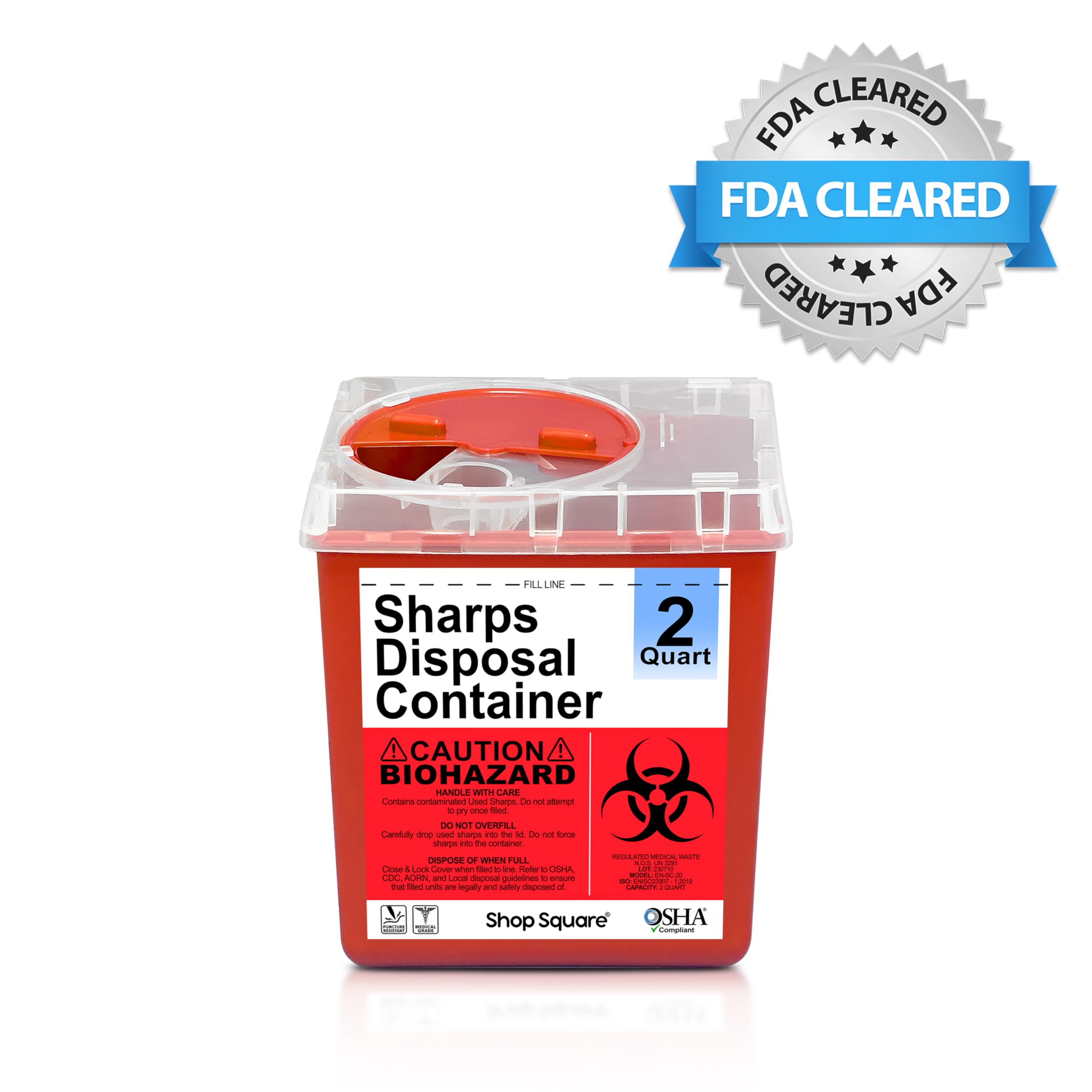 Sharps Containers for Home and Professional Use, 2 Quart Needle Disposal (3-Pack), Syringe Disposal for Home, Biohazard Containers
