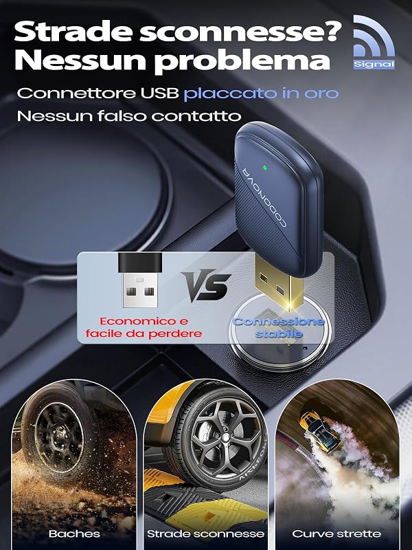 Mini CarPlay Wireless e Android Auto per Navigazione GPS Auto, Blu — foto 2 di 8