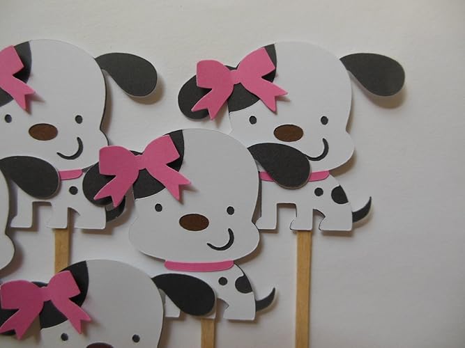 Amazon Com Puppy Dog Cupcake Toppers White And Black Girl Amazon Com Puppy Dog Cupcake Toppers White And Black Girl