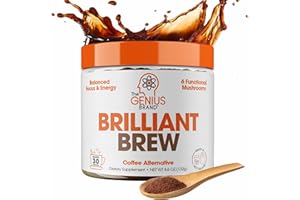 The Genius Brand Genius Brilliant Brew - Natural Coffee Substitute for Clear Thinking, Energy & Immune Support - No Crash or Jitters - Powered by Nootropics - Non-GMO - 30 Servings - Sweet Cocoa