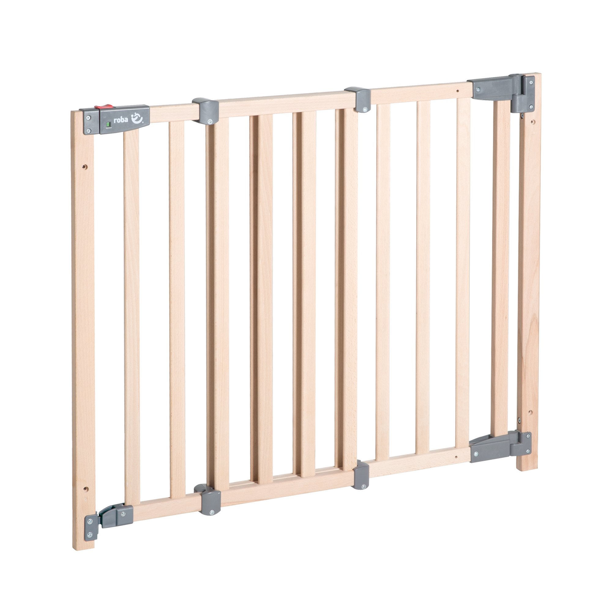 roba Safety Up' Door Gate - Safety Gate + Traffic Light Function - Solid Beech - Width: 70-118.5 cm