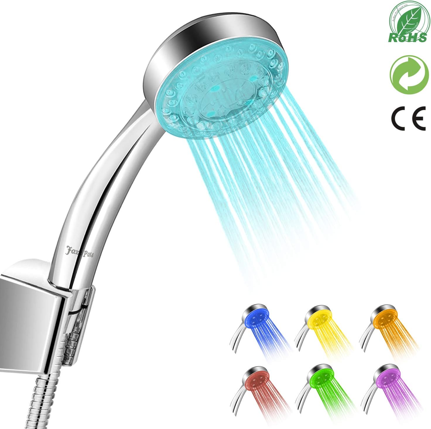 Jazz Pose Shower Head LED Bathroom Shower Heads 7 Color LED Handheld Disco Shower Head for Fun