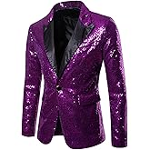 Cloudstyle Mens One Button Sequin Dress Suit Jacket Party Festival Tuxedo Sport Coat