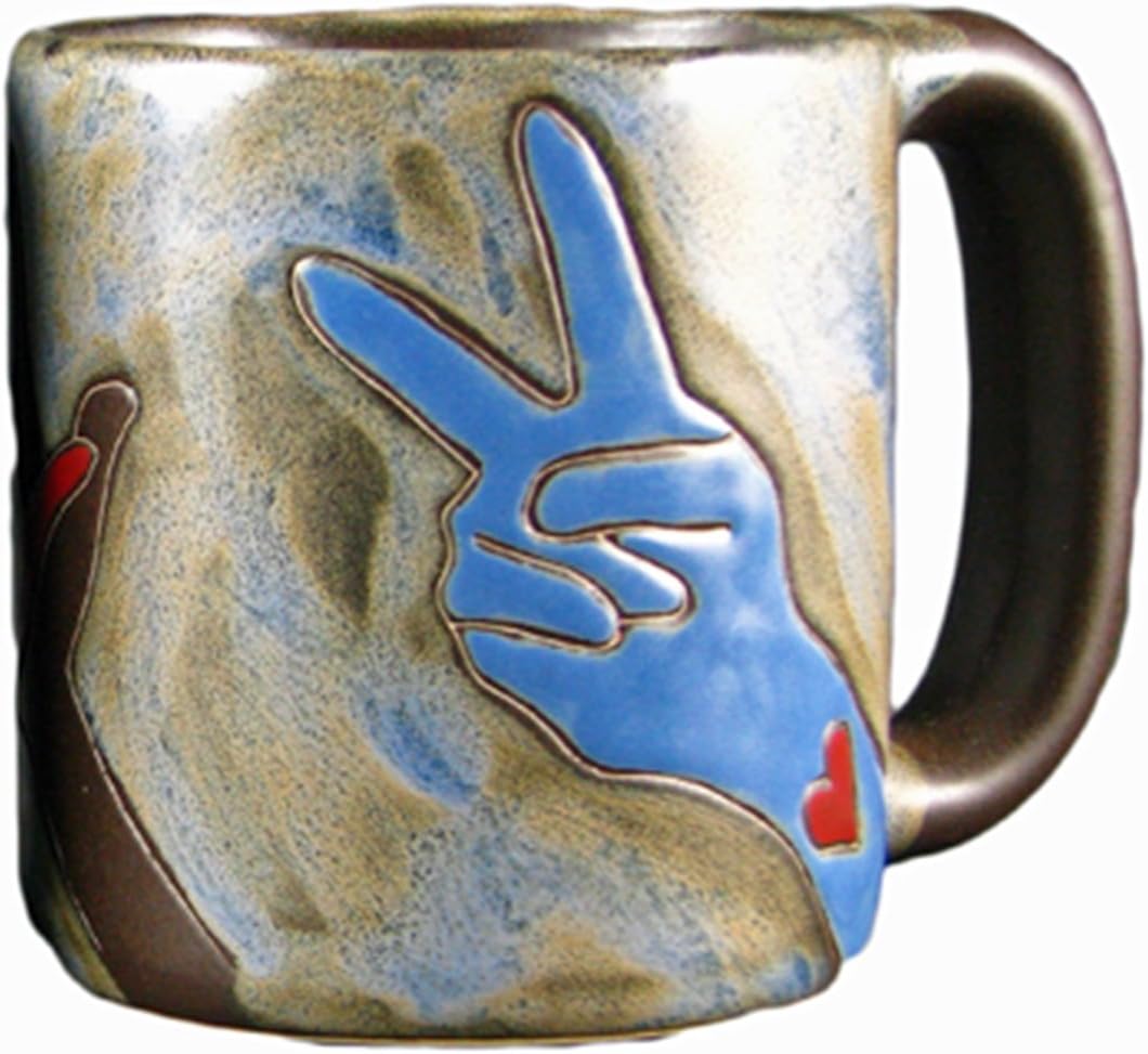 Mara Stoneware Mug Peace Sign 16 oz Coffee Cups & Mugs