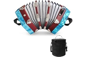 TIANCHUNYUE Concertinas，20 Buttons Accordion For Adults Professional Accordion for Beginners, Adjustable Hand Strap, Musical Instrument Accessories With Carrying Bag, Harmonica,Wipe Cloth（Blue）