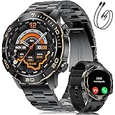 Smart Watches for Men Luxury for Android iPhone/50 Day Battery,Fitness Watch with Heart Rate/Blood Pressure/Sleep Monitor,Men's Smartwatch Amoled Display,100+ Sport Modes,IP68 Waterproof,Black, 40mm