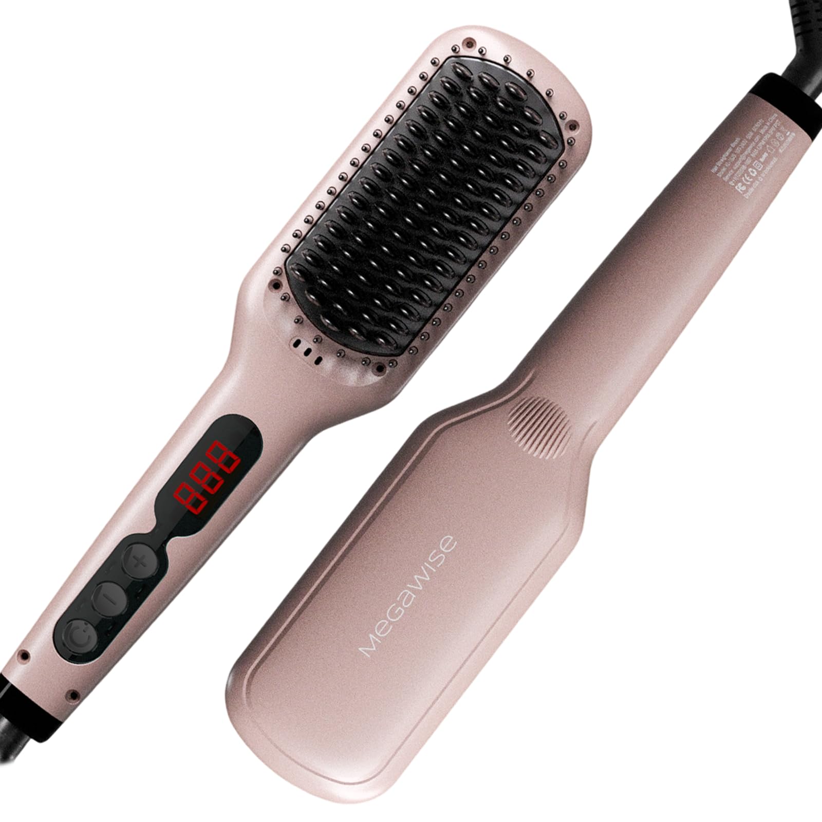 MegaWise Hair Straightener Brush KL1025-2-in-1 Ionic Hair Straightening & Detangling Brush with Adjustable Temperature, Anti-Scald Technology, and Auto Shut-Off for Smooth, Frizz-Free Hair