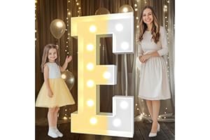 Pooqla 4 FT Marquee Light Up Letters, Cool White and Warm White Marquee Letter 4 Feet Tall, Giant LED Sign Big Mosaic Letter E for Balloons Birthday Party Anniversary Wedding Decorations