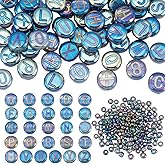 PH PandaHall 104pcs 10x5mm Letter Beads Flat Round Craft Letter Beads 150pcs 6/0 4mm Seed Bead Electroplated Glass Loose Spacer Bead for Bracelets Necklaces Earrings Jewelry Crafts Making, 254 pcs/set