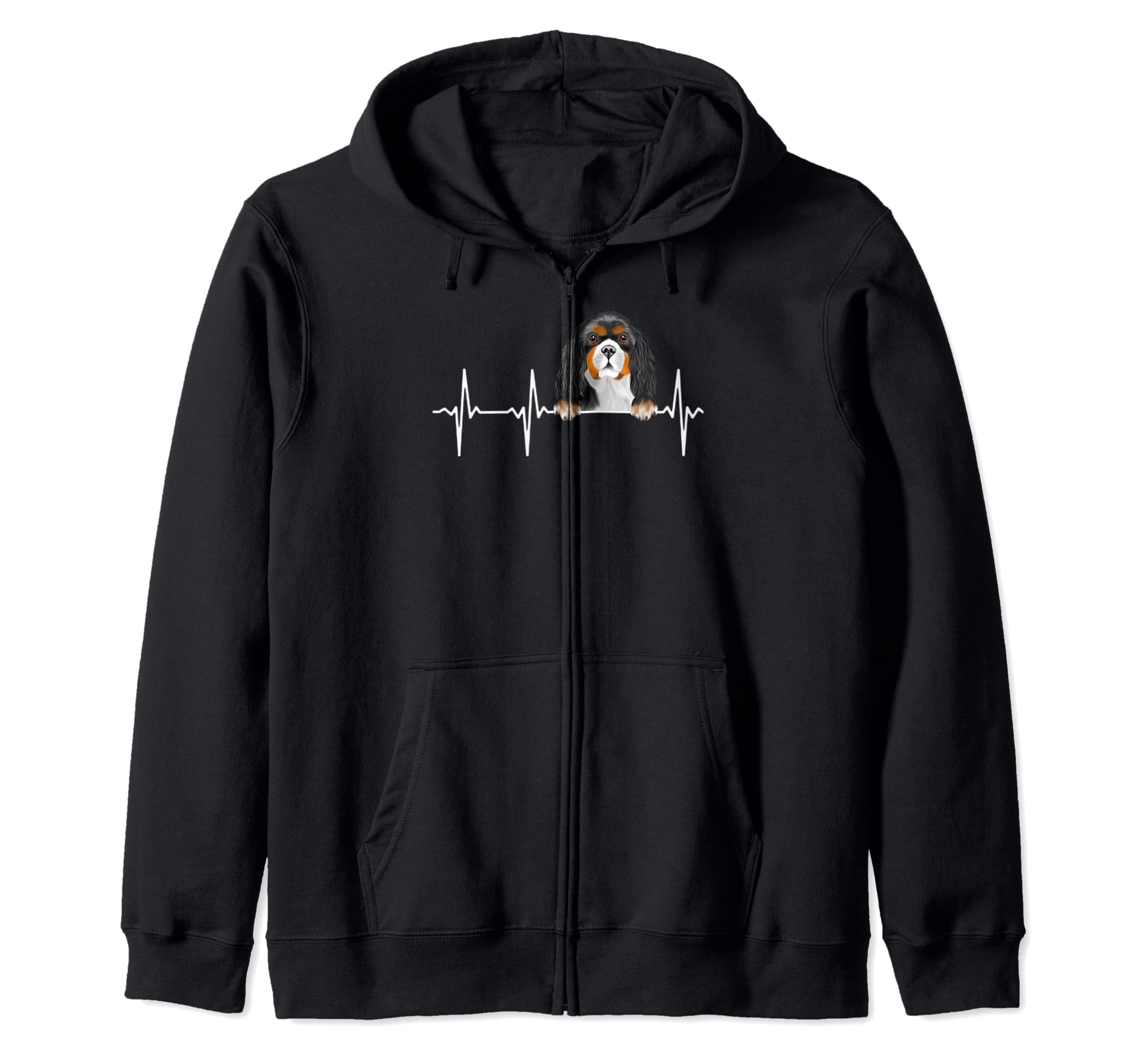 Funny Dog Heartbeat For Cavalier King Charles Spaniel Lovers Zip Hoodie