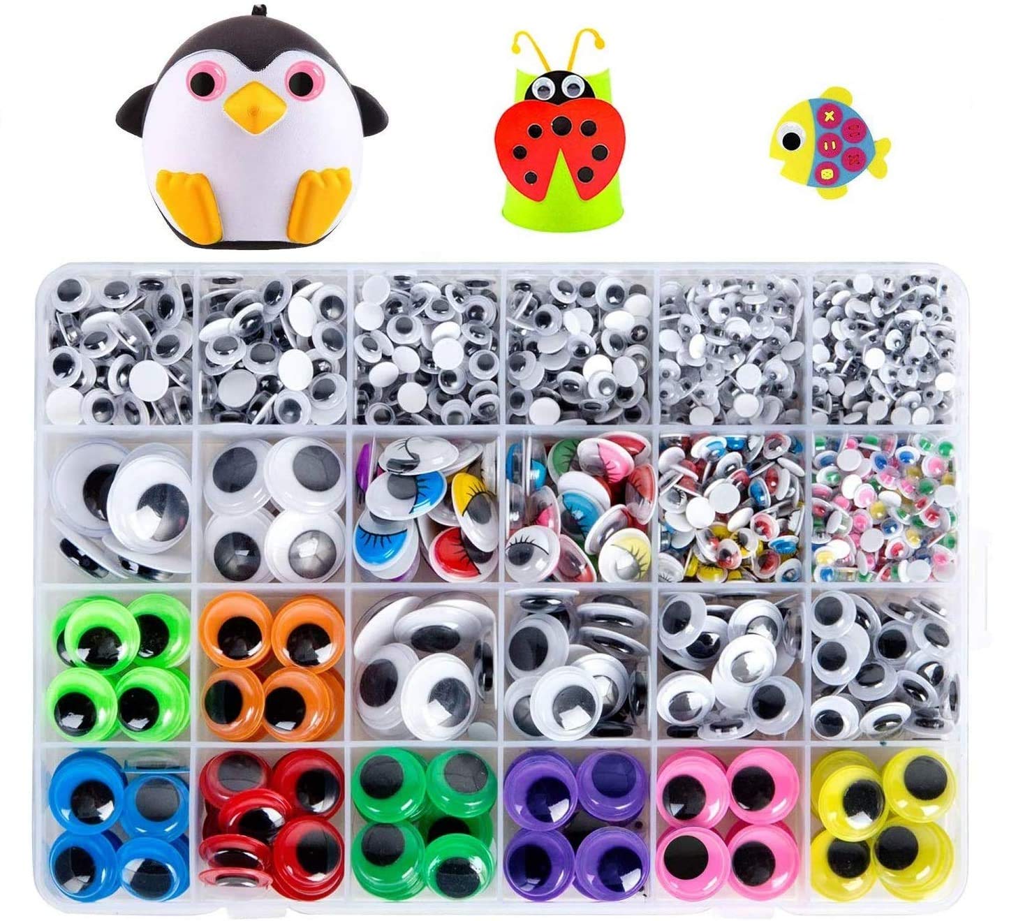 1700pcs Googly Wiggle Eyes Self Adhesive for Craft Sticker Multi Colors and Sizes for DIY Doll Making Craft Scrapbooking Accessories