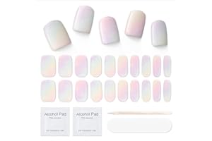 MOOYIYAN Semi Cured Gel Nail Strips|Works with Any UV/LED Nails Lamps|20 Pcs Gel Nail Wraps|Long-Lasting Two Weeks and Easy to Apply&Remove|with 2 Prep Pad,1 Nail File&1 Wooden Stick,Fluid Gradient 2