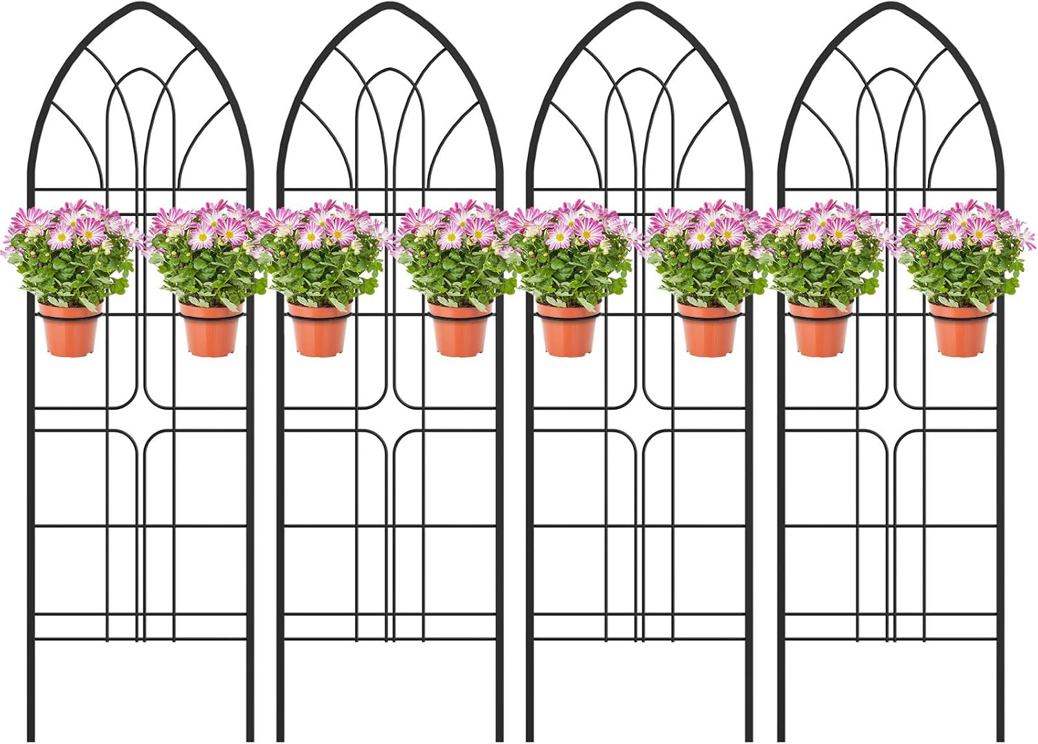 Amagabeli Garden Trellis 72” x21” x 4 Pack Heavy Duty Rustproof Iron Metal Trellis for Potted Plants Support Trellis for Climbing Plants