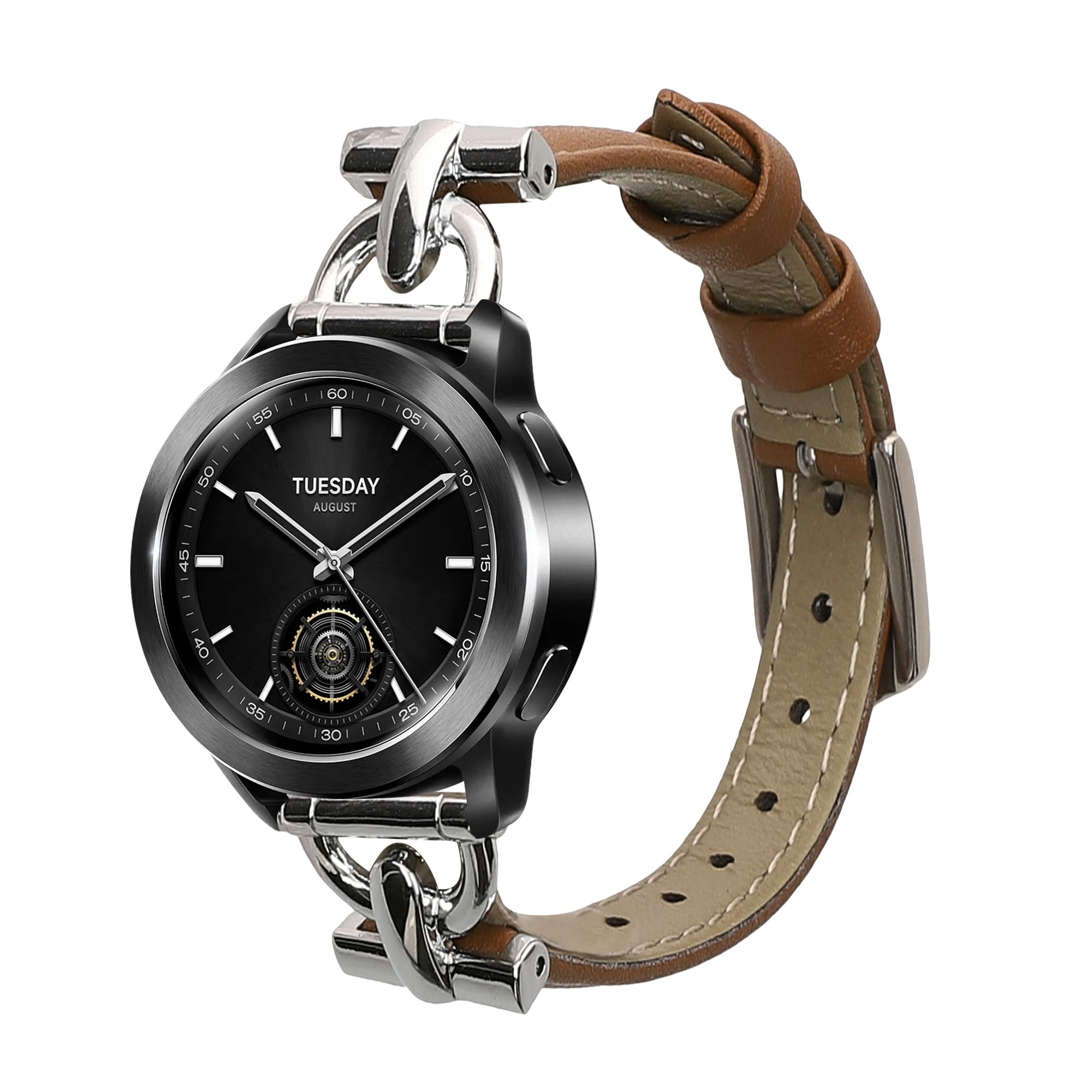 kwmobile Leather Strap for Xiaomi Watch S1 Active / S1 Pro / S2 / S3 / Watch 2 Pro Watch Strap - Fitness Tracker Replacement Watch Band - Sports Wristband with Clasp - Light Brown