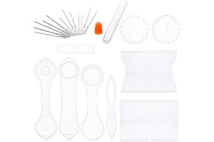 WADORN WADRON 2 Sets Clear Acrylic Wallet Template Keychain Pattern Stencil 3 Sizes Sewing Needles Leather Pattern Purse Template Acrylic Key Pendant Template Set Hand Craft DIY Quilting Sewing Tool, 9pcs