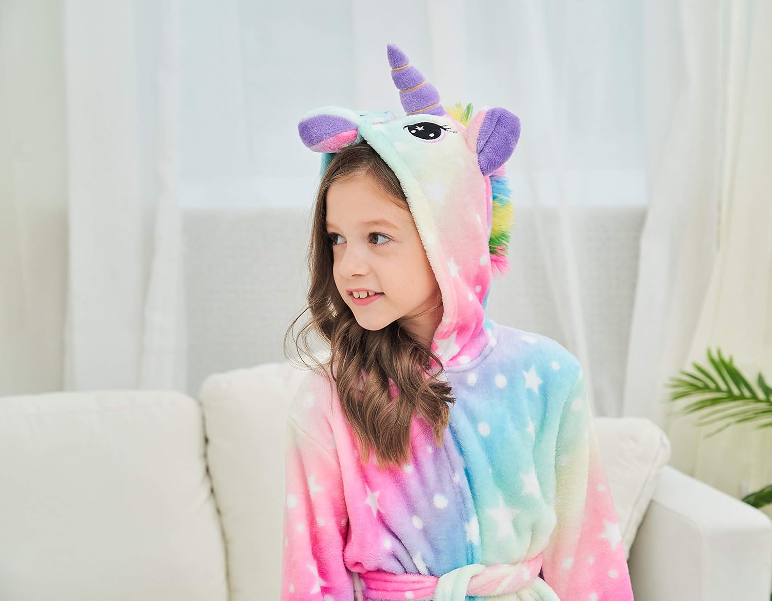 Doctor Unicorn Soft Unicorn Hooded Galaxy Bathrobe - Unicorn Gifts for Girls: Clothing
