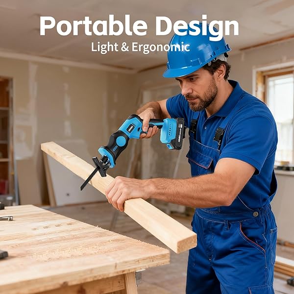 20V CORDLESS RECIPROCATING SAW, BRUSHLESS ELECTRIC RECIPROCATING SAW WITH 2 BATTERIES AND 6 BLADES,TOOL-FREE BLADE CHANGE, PORTABLE POWER RECIPROCATING SAW FOR CUTTING WOOD, METAL, PVC