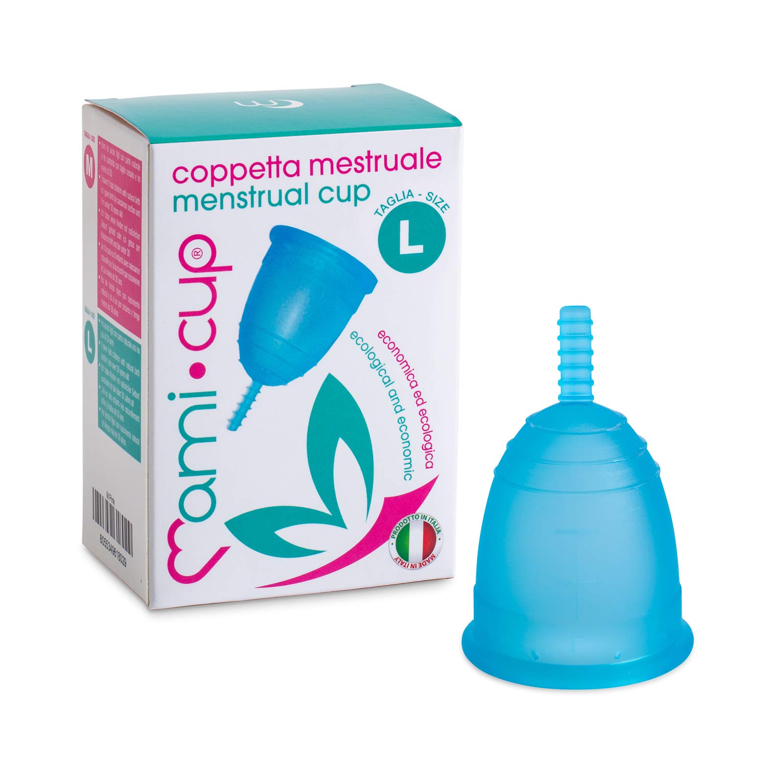 Mamicup® Menstrual Cup (Turquoise, L) Soft, Flexible, Reusable Medical-Grade Silicone- Most Comfortable Period Cup