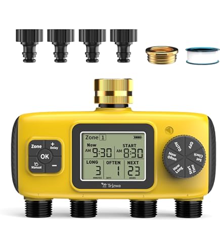 Amazon.com : TRJZWA 4 Zone Water Timer for Garden Hose, 4 Outlets