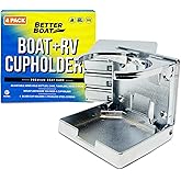 Boat Cup Holder, Set of 4 Folding Drink Holders, Wall Mountable for Boat, RV, and Motorhome, Marine Grade, Silver Color Plastic
