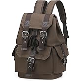 SUIKIHUM Vintage Canvas Backpack for Men Women, Durable Casual Daypack, Large Capacity Travel Rucksack Fits for Hiking and Daily Use (Coffee)