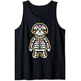 Sugar Skull Sloth Dia De Los Muertos Tank Top