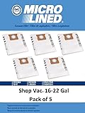 DVC Products Replacement Shop Vac 16-22 Gallon Bags Shop-Vac # 9066300 Type G For use with Shop-Vac 16-22 Gallon Tanks with Inlet located on the Tank Pack of 5
