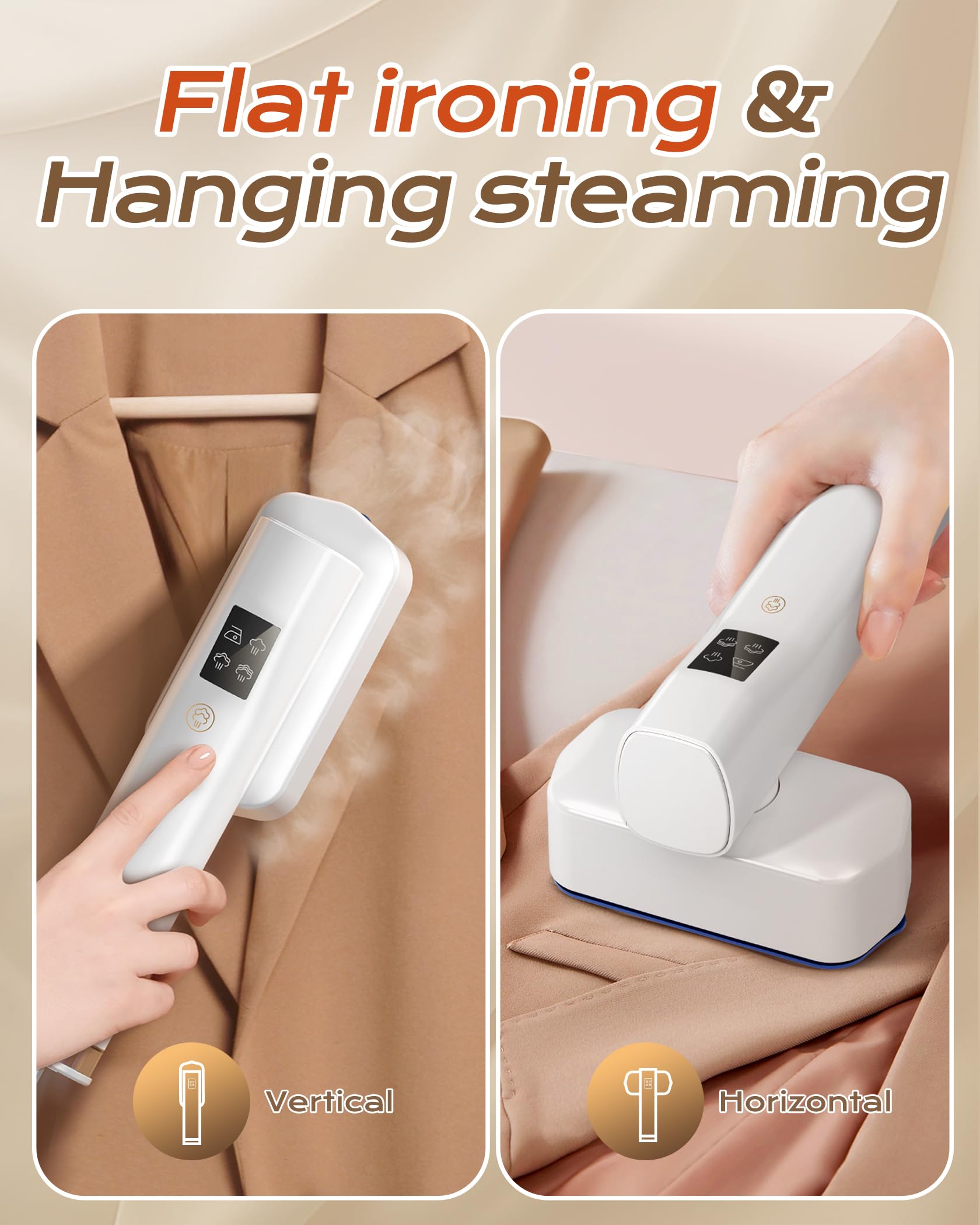 Dovety Steamer for Clothes, Portable Handheld Travel Steamer, Clothing Wrinkles Remover for Gament Steam, 1100W Powerful 2 In 1 Steamer&Iron, 100mL Water Tank Capacity, for 120V Home, Office, Travel