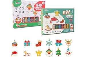 COXOLX DIY Crystal Paint Arts and Crafts Set Christmas, DIY Crystal Pendant Kit Christmas, Window Art for Kids Suncatcher Kits - DIY Crystal Paint Art, Arts and Crafts Kits for Kids Age 3+ (Mix-2Pcs)