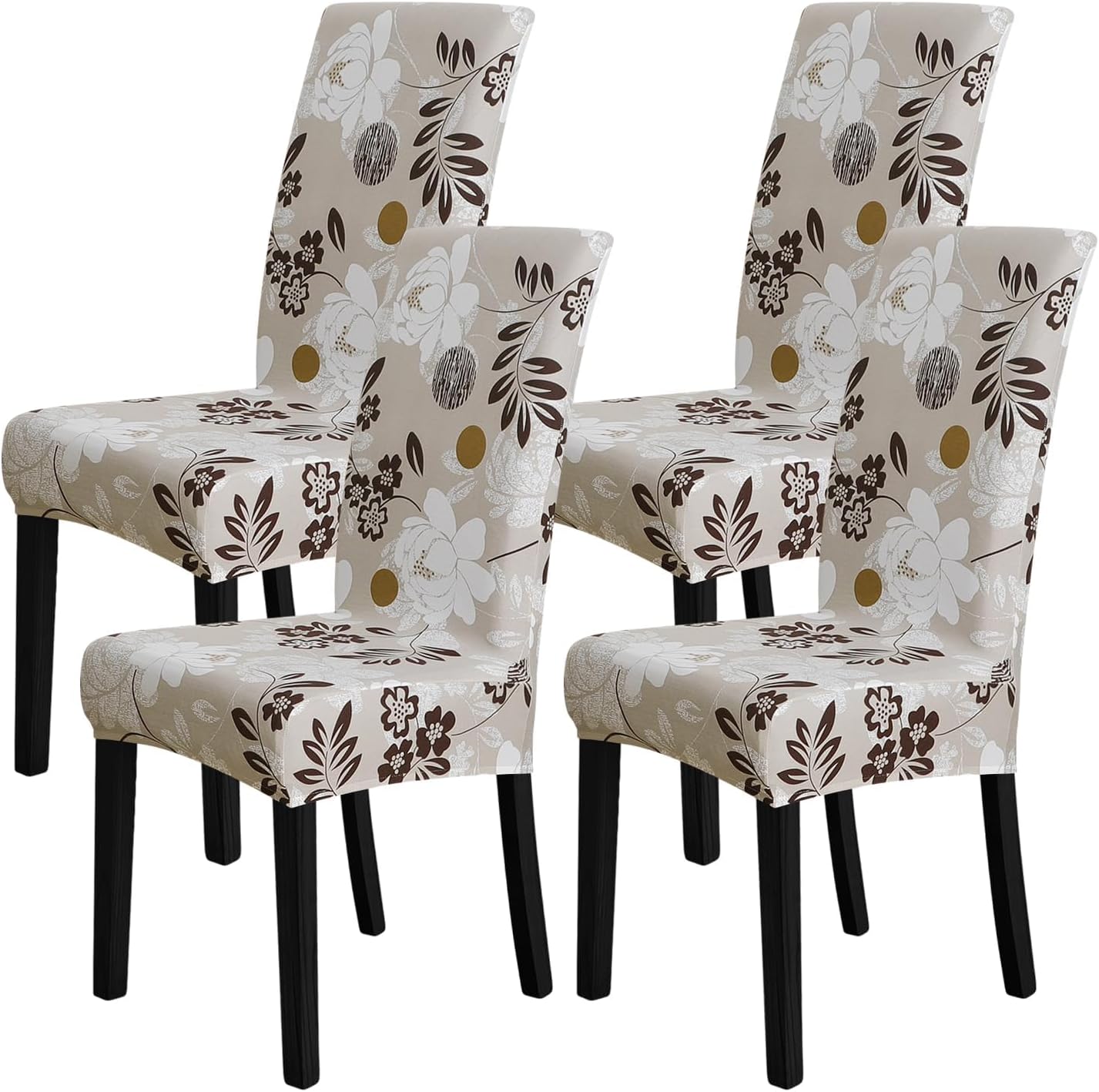 Slipcovers - FORCHEER Pattern Stretch Chair Covers for Dining Room Set of 4,Printed Stretchable Dining Chair Slipcover Washable Removable for Kitchen,Hotel,Restaurant,Ceremony Universal Size(4PCS,Flower)