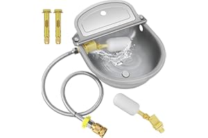 SIENSON Automatic Animal Drinking Water Bowl with Float Valve (with Drain Hole & 80cm Pipe), 304 Stainless Steel Automatic Water Bowl Kit Includes Water Bowl, Water Pipe, 2 Float Valves and etc.