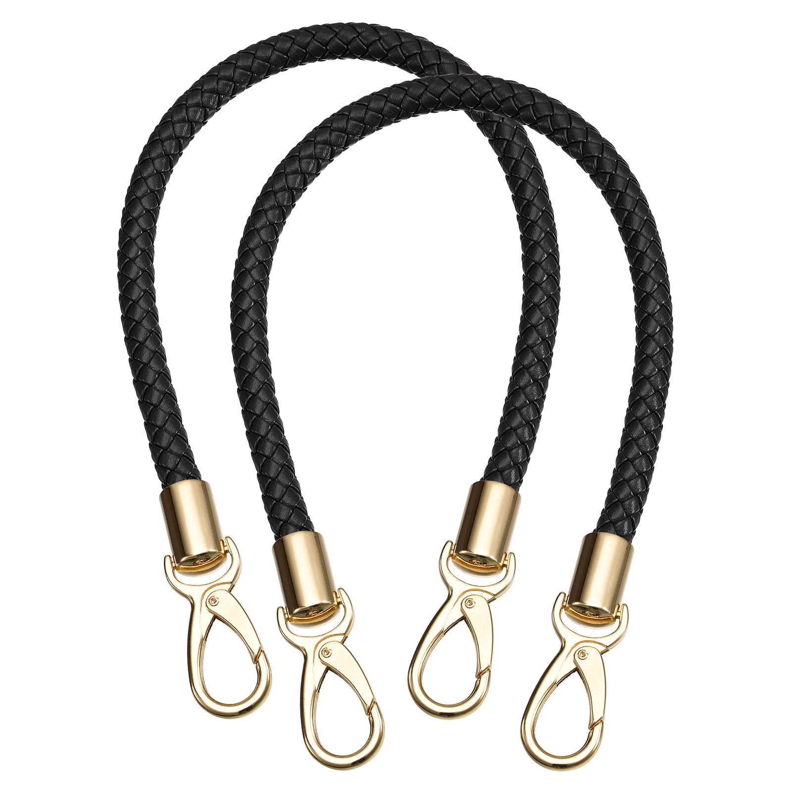 Uxcell Leather Purse Strap, 2Pcs 50cm/19.7" PU Braided Purse Replacement Handle for Women's Handbag Underarm Bag Tote (Black)